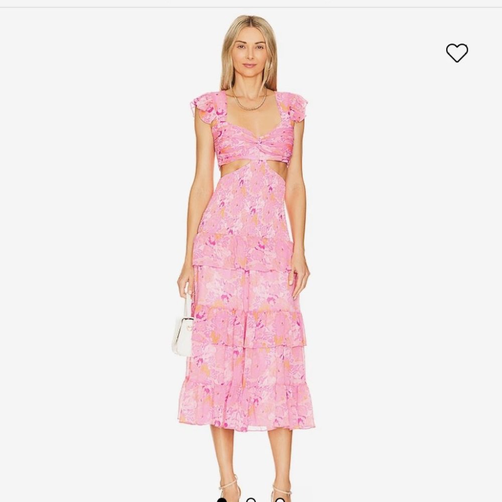 Revolve Likely Dress Size 6
Pink floral, ruffle, cutout